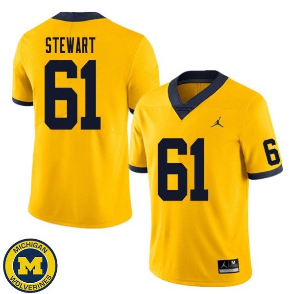 Men Michigan Wolverines #61 Noah Stewart Yellow Official Game Football Jersey